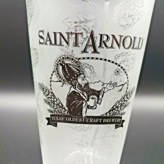 Saint St Arnold Brewery Pint Glass Frosted Hops Wheat Texas Oldest Craft Brewery 2