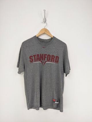 Nike Stanford Cardinal Football Shirt Men Large Gray Red Graphic Swoosh