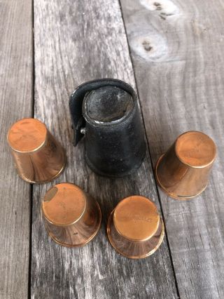 Vintage Solid Copper WB Mini Shot Glass Cups with Leather Cover 3