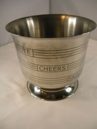 Vintage Stainless Steel Champagne Or Ice Bucket W/six Languages To Say " Cheers "