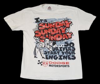 Dodge Motorsports Sunday Start Your Engines White All Over Print T Shirt Mens L