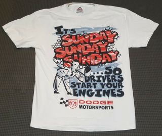 Dodge Motorsports Sunday Start Your Engines White All over Print T Shirt Mens L 3