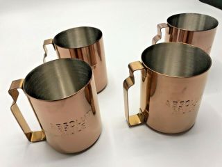 Set Of 4 Absolut Vodka Copper Moscow Mule Mugs