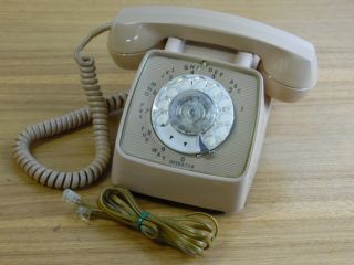Vintage Rotary Dial Gte Automatic Electric Beige Telephone Phone
