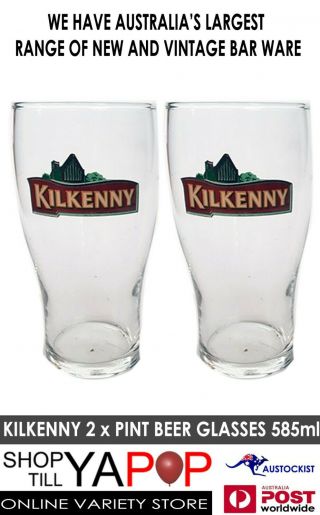 Kilkenny 2 X Pint Beer Glasses 550ml Bnwot Man Cave Dublin