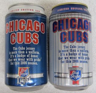 2 Vintage 2006 Chicago Cubs Beer Cans Old Style Limited Edition Jersey Uniform