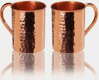 23oz.  Mmoscow Mule Hammered 100 Solid Copper Mugs Set Of 2 Ayurveda Health