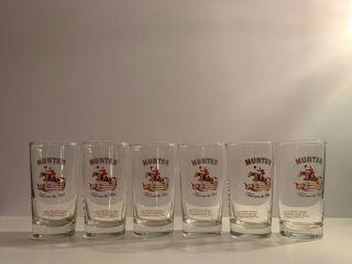 Set Of Six Hunter " First Over The Bars " Highball Whiskey Glasses Cond.