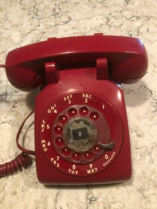 Vintage Bell System Western Electric Red Hot Line Rotary Dial Desk Phone