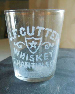 Western whiskey shot glass J.  F.  CUTTER E.  MARTIN & CO.  SAN FRANCISCO 2