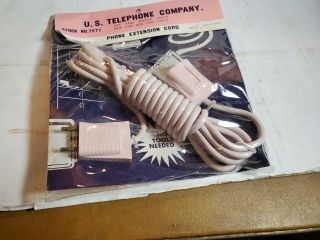 Vintage United States Telephone Company Rotary Phone Pink Extension Cord,