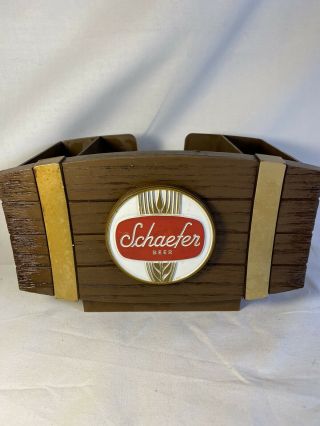 Vintage Rare Schaefer Beer Bar Napkin Straw Swizzle Stick Holder Sign