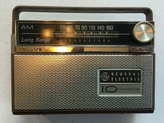 Vintage General Electric Ge Radio,  10 Transistor Portable Brown/chrome