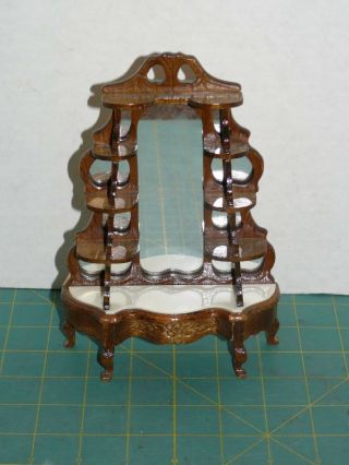 Vintage Sideboard China Walnut Marble Top Dollhouse Furniture Miniatures