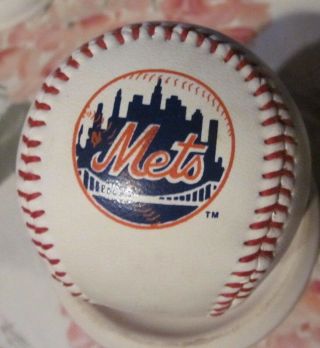 Ny Mets Team Logo Baseball Mlb 1988 White Great For Autographs