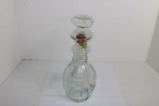 Vintage Crystal Clear Glass Decanter Liquor Bottle Star With Cork Stopper Top 65