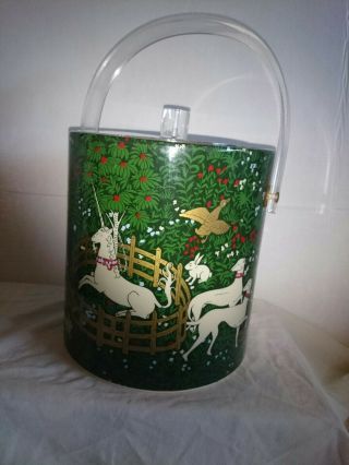 Vintage Cera Barware Ice Bucket Mid Century Unicorn Enchanted Forest