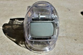 Vintage Etron Portable Television Radio Clear Transparent Plastic Retro TV 2