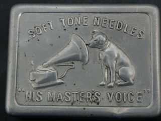 Very Old Hmv Needles In Tin - Matchstriker Vesta - His Masters Voice - L@@k