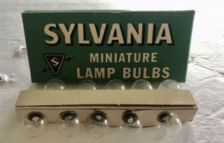 Vintage Box Of 10 Sylvania 55 Light Bulbs Miniature Radio Panel Lamp Bulbs Nos