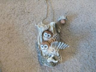 Vintage Ski Country Miniature Porcelain Whiskey Decanter Barred Owl Wall Plaque