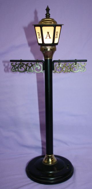 Vintage Lighted Bar Lamp Street Post Great Graphics 14 - 3/4 " Tall
