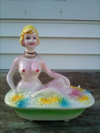 Vintage Risque Nude Naked Decanter Woman In Bubble Bath With Necklace No Cups