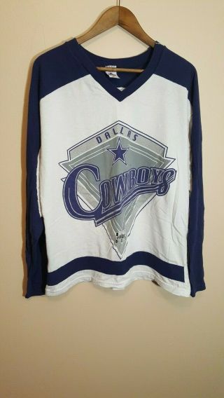 Vintage 1995 Dallas Cowboys Abc Monday Night Football Long Sleeve Shirt - Large