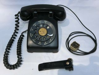 Vintage Western Electric G1 Black Rotary Dial Desk Telephone With Telexed Rest