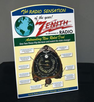 Zenith Robot Dial Long Distance Radio Stand Up Ad Sign
