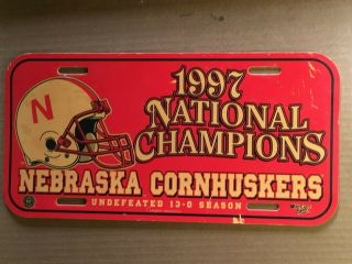 Nebraska 1997 College Football National Champions License Plate