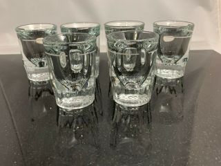 Vintage Shot Glasses With White Lines (set Of 6)