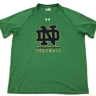 Under Armour Notre Dame Fighting Irish Mens Shirt Heat Gear Green Size Xl.  B9