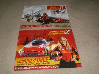 (2) Signed 2017 Courtney Force " Advance & Swift " Nhra Drag Racing Postcards