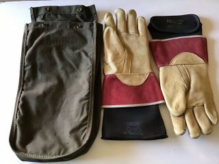 Bell System Telephone Lineman Insulated Gloves With Canvas Bag