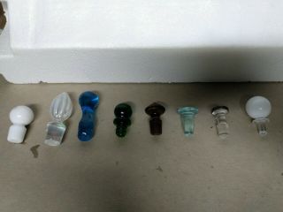 Set Of Eight Vintage Glass Bottle Stoppers