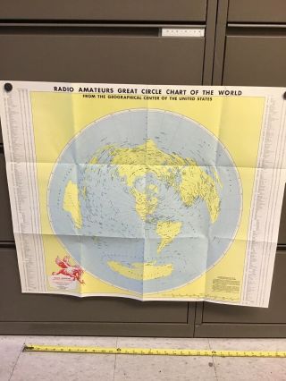 Vintage 29 " Radio Amateurs Prefix Map Of The World One Side G1d