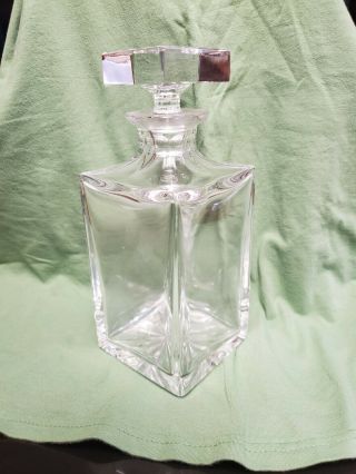 Vintage Heavy Crystal? Glass Liquor Decanter With Stopper Square Shaped 9 "
