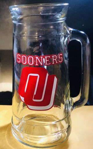 Vintage University Of Oklahoma Sooners 7 Inch Glass Mug O 