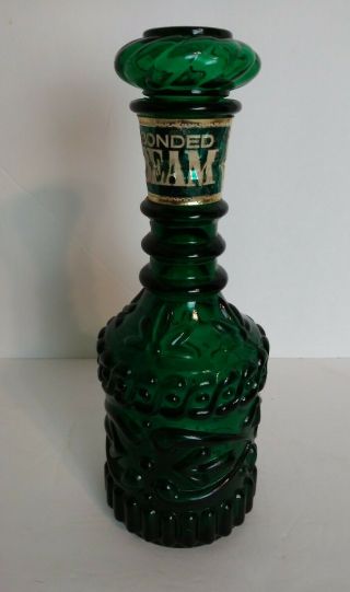 Vtg 1960s Emerald Green Glass Whisky Liquor Decanter Jim Beam Bottle W Stopper