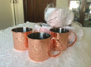 6 Stoli Vodka Moscow Mule Cups Mugs Copper Straight Side Wide Handle