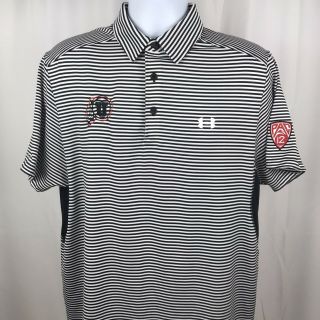 Under Armour Utah Utes Mens Polo Shirt Cold Black White Striped Size Large.  B9