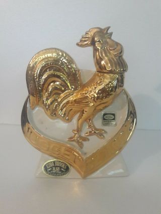 Vintage Ezra Brooks Whiskey Nugget Classic Gold Rooster Decanter