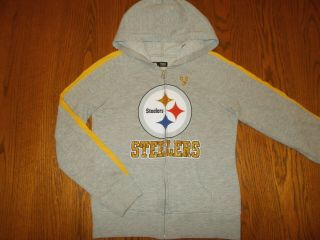 Nfl Pittsburgh Steelers Full Zip Hooded Sweatshirt Jacket Womens Small 8 - 10 Exc.