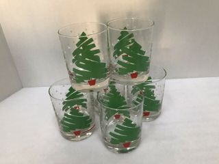 Set Of 6 Dayton Hudson 1988 Christmas Tree Confetti Lowball On The Rocks Glasses