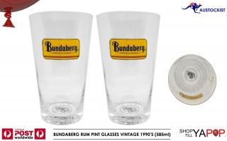 Bundaberg Rum 2 X Vintage Tapered Pint Glasses 585ml 1990 