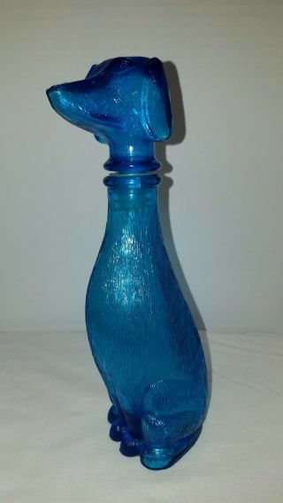 Blue Glass Dachshund Dog Decanter 8.  5 " Tall