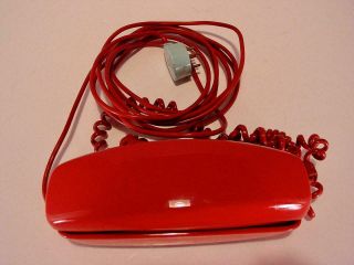 VINTAGE RED TRIM LINE ROTARY DIAL PHONE WALL DESK CORD BELLE 2