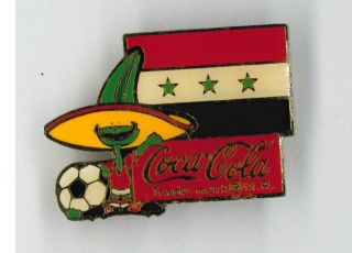 Mexico 1986 World Cup Soccer Brooch Pin - Coke - Iraq - Football Badge