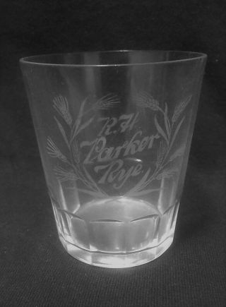 Pre Prohibition Shot Glass R.  H.  Parker Rye - N.  M.  Uri Louisville Ky